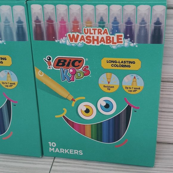 BIC Kids Ultra Washable Medium Markers Assorted Colors Lot of 2 - Picture 2 of 3